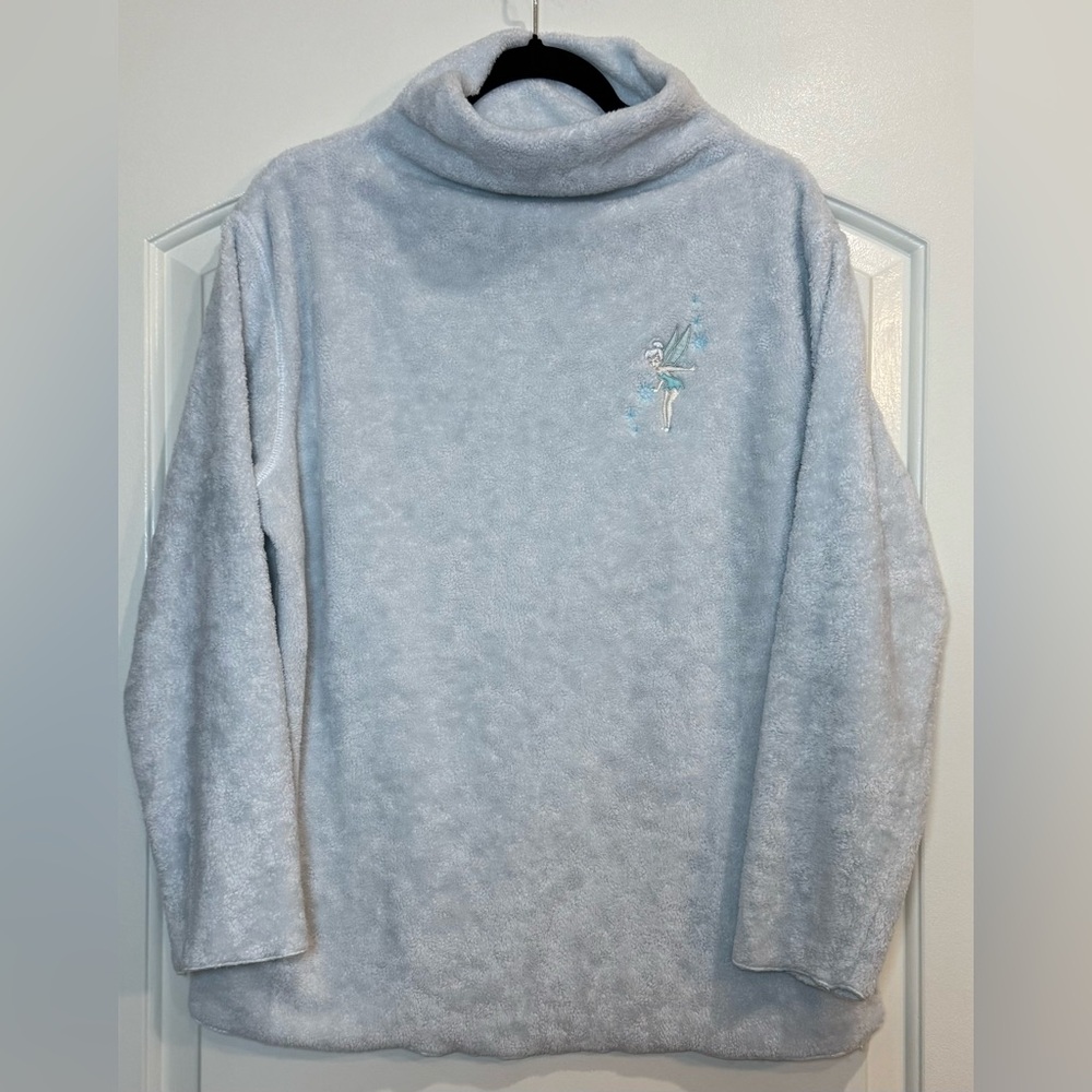 Disney Baby Blue Cowl Neck Tinkerbell Fleece Pullover M